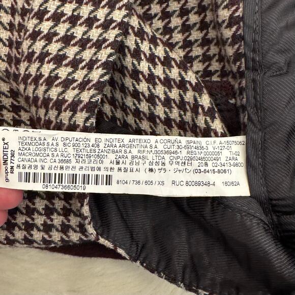 Zara Houndstooth Clueless Schoolgirl Wool Mini Skirt XS - Picture 6 of 10